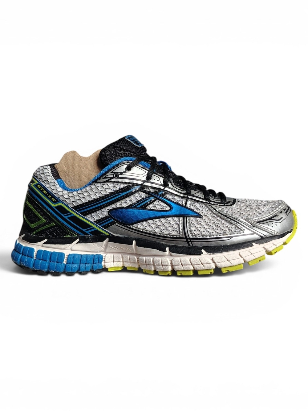 Brooks Adrenaline GTS 15 Men's Silver Blue Black Lace Up Running Sneakers Size 5